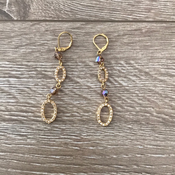 Anthropologie Jewelry - New Anthropologie gold dangle crystal earrings